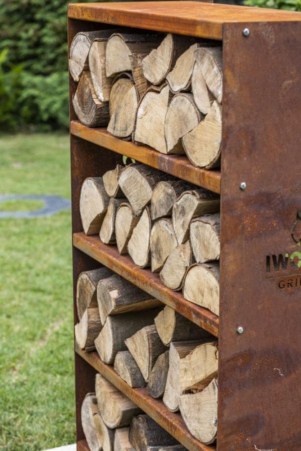 Rangement à bois de jardin 45x90x140 en corten