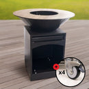 Brasero Plancha 100cm - Meuble Vertical - Laqué Noir